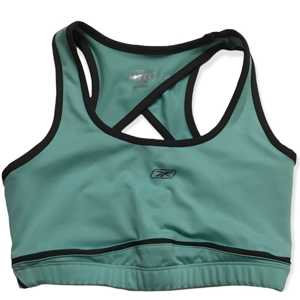 NEW Reebok Sports Bra, Racerback PlayDry Performance Cut Out Workout Green Small